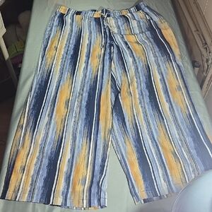 JM Collectiin Womens Size XL Blue Striped Wide-Leg Pants